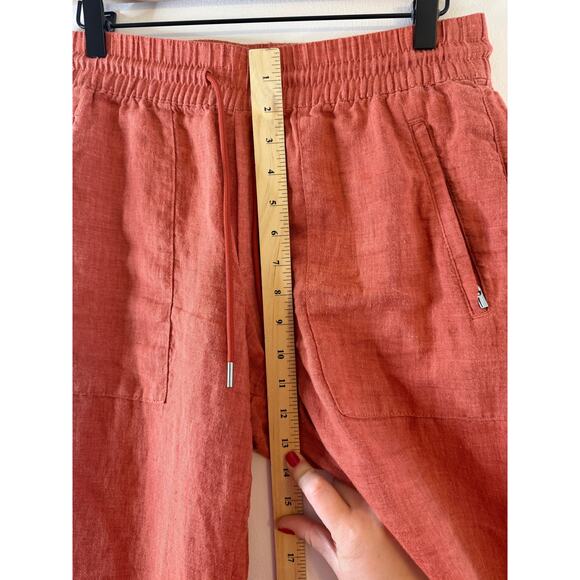 Athleta Retreat 100% Linen Jogger Pants Persimmon Coral Size 6P Coastal Resort - Picture 7 of 11